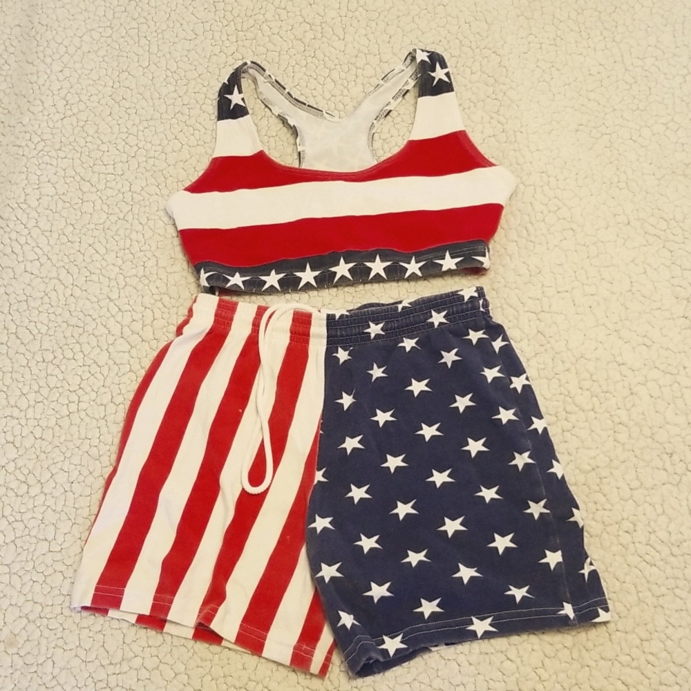 Patriotic shirts & sports bra top